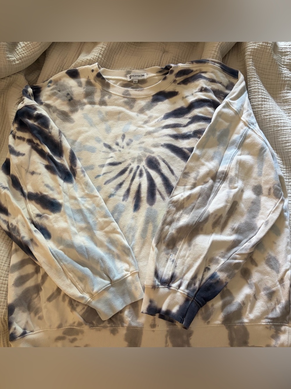Peloton Women’s Tie-Dye Crewneck Sweatshirt in Cream and Navy - SZ XXL